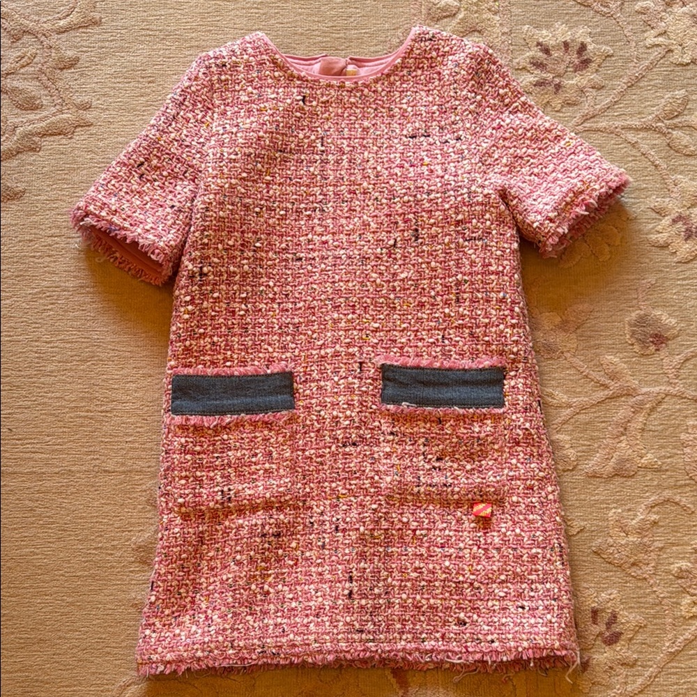 Chic Pink Tweed Kids Dress
